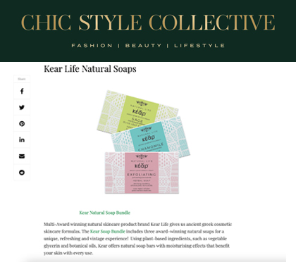 Kear Natural Soap on Chic Style Collective Gift Sets Skin Care Guide
